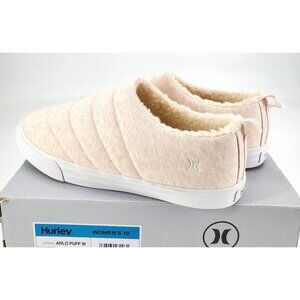 Hurley 10 Women Slip-on Sneaker Arlo Puff Winter Faux Fur Shoe Cozy Camp Loafer